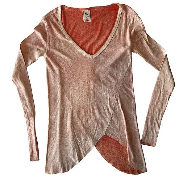 Free People We the Free Long Sleeve Peachy Salmon Color Tunic Tee NWOT x-small - Picture 8 of 13